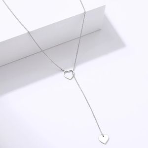 Simple Double Heart Long Lariat Necklace